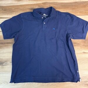 Tommy Bahama Mens Polo Shirt XL Blue Short Sleeve Casual Cotton Embroidered